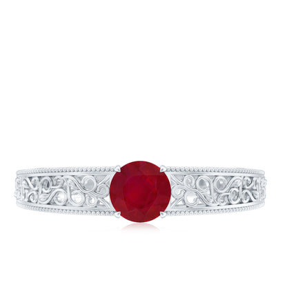 Vintage Inspired Ruby Engagement Ring with Surprise Diamond