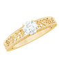 Round Cut Moissanite Solitaire Engagement Ring with Filigree Band