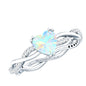 Natural Ethiopian Opal Diamond Heart Promise Engagement Ring