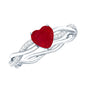 Natural 0.6 Carat Ruby Heart Engagement Ring with Diamond Braided Shank