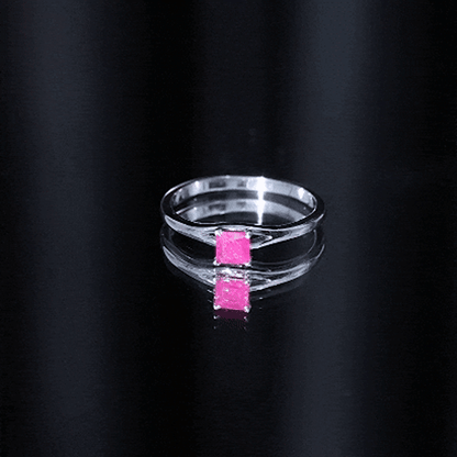 Natural Half Carat Princess Cut Ruby Promise Ring with Split Shank