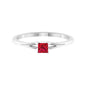 Natural Half Carat Princess Cut Ruby Promise Ring with Split Shank