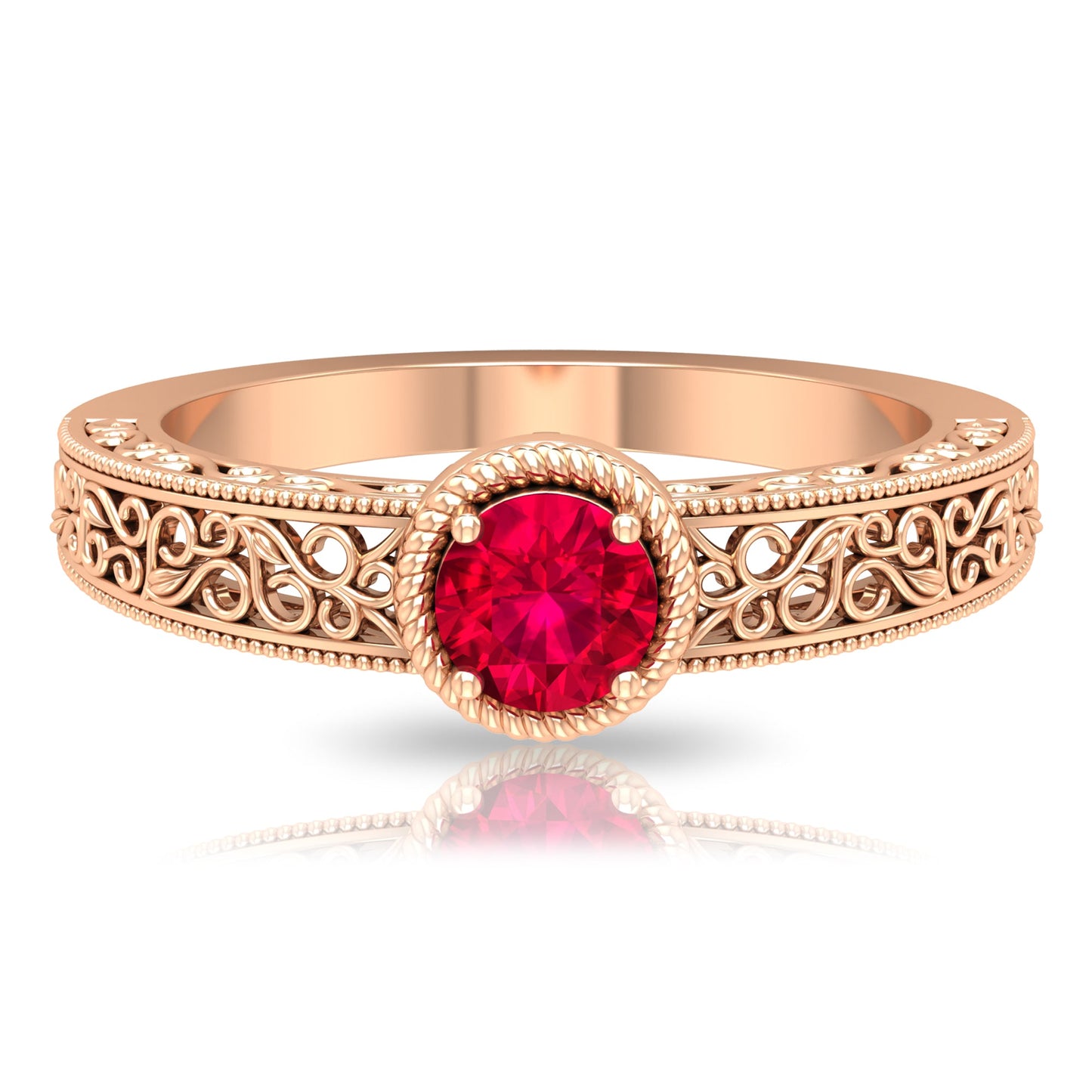 Vintage Inspired Ruby Solitaire Engagement Ring
