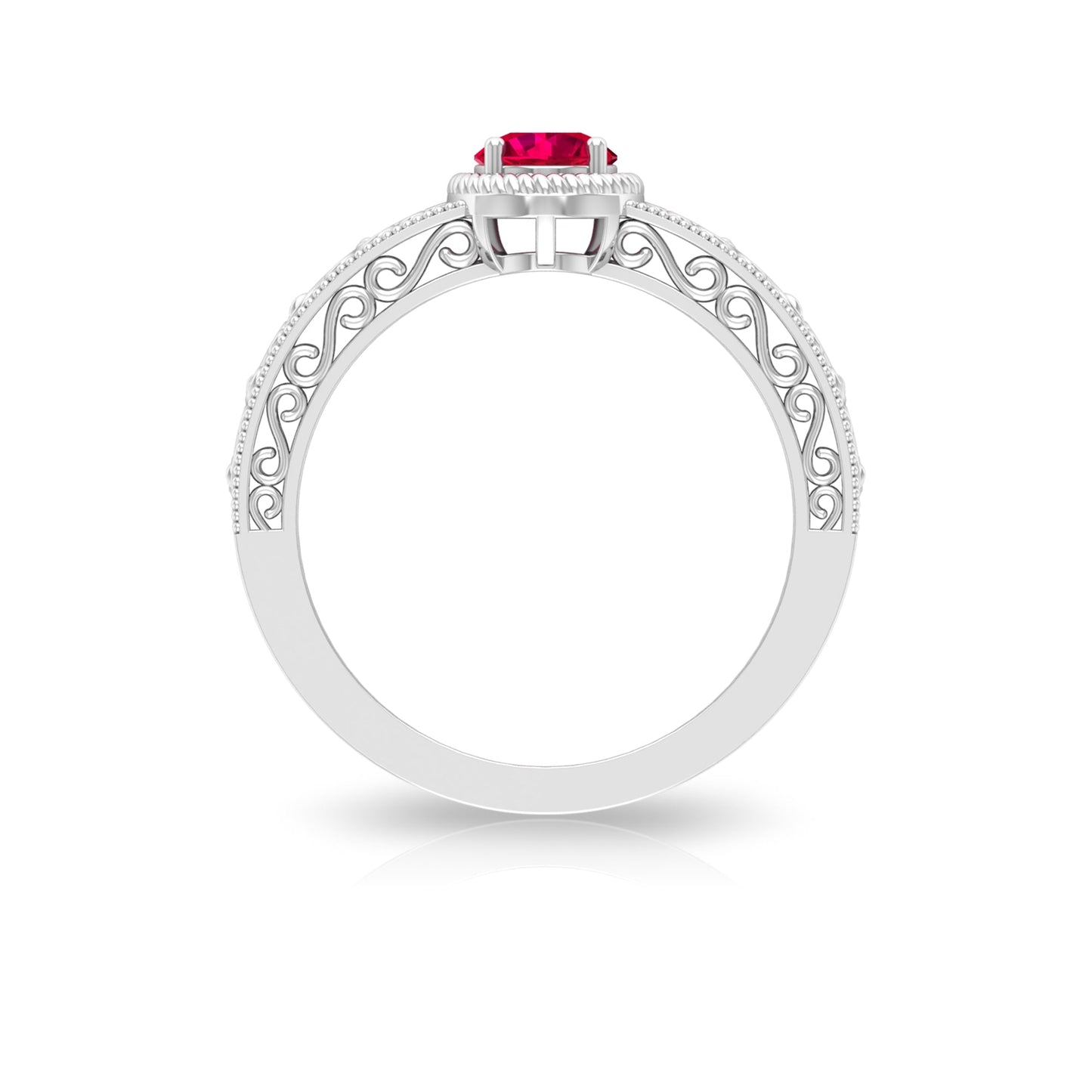 Vintage Inspired Ruby Solitaire Engagement Ring