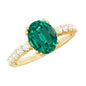 3 Carat Oval Cut Lab Created Emerald Solitaire Engagement Ring with Diamond