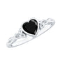 Certified 0.6 Carat Lab Grown Black Diamond Heart Promise Ring with Celtic Knot