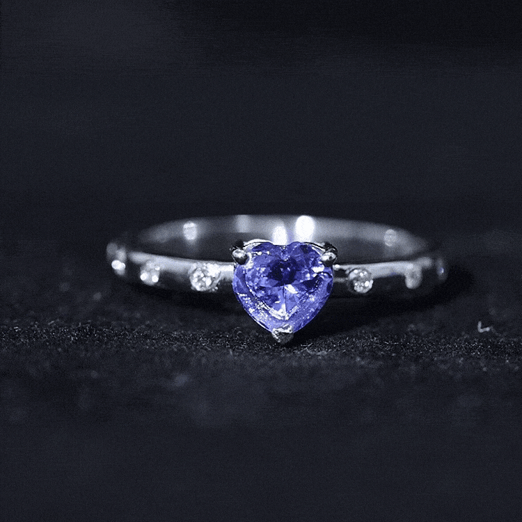 Heart Shape Tanzanite Diamond Promise Ring for Engagement