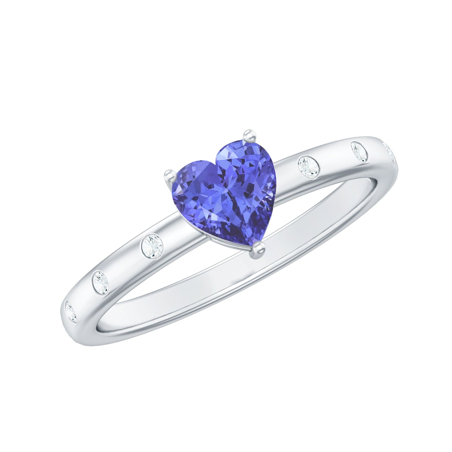Heart Shape Tanzanite Diamond Promise Ring for Engagement