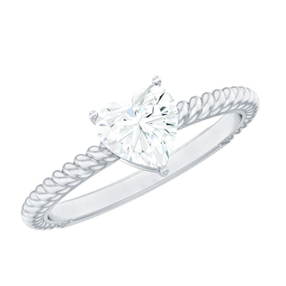 Moissanite Solitaire Promise Ring with Twisted Rope Band