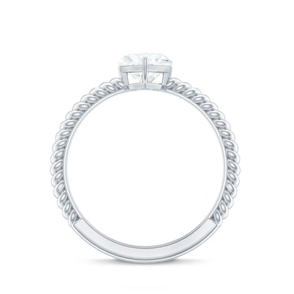 Moissanite Solitaire Promise Ring with Twisted Rope Band