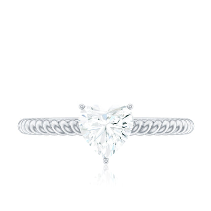 Moissanite Solitaire Promise Ring with Twisted Rope Band