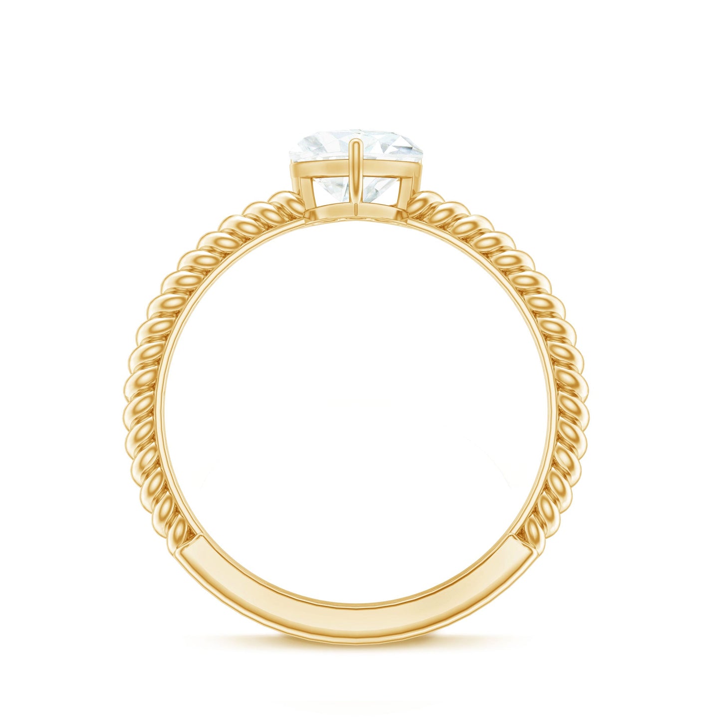 Moissanite Solitaire Promise Ring with Twisted Rope Band