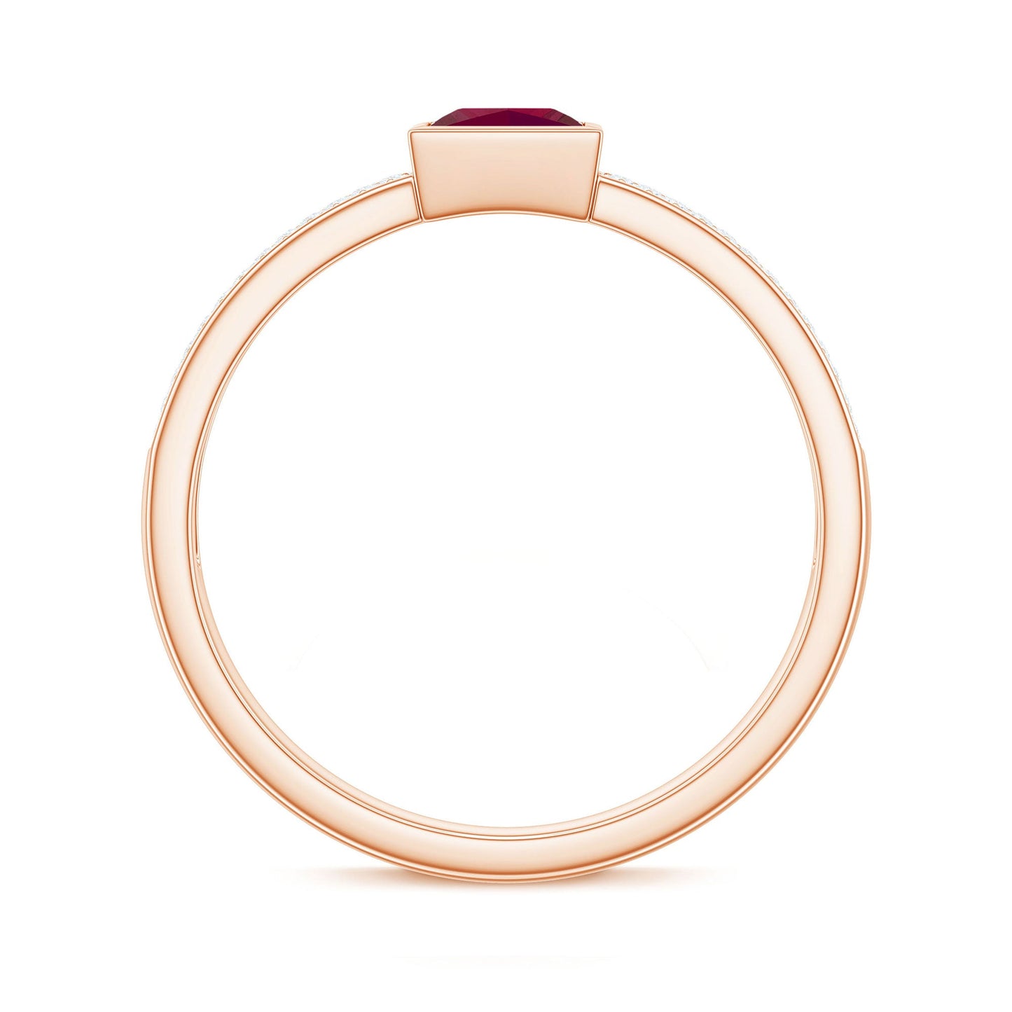Natural 0.8 Carat Ruby Princess Cut Engagement Ring with Diamond