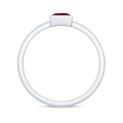Natural 0.8 Carat Ruby Princess Cut Engagement Ring with Diamond