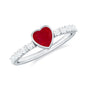 Real 0.6 Carat Ruby Heart Promise Ring with Diamond