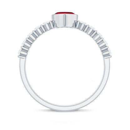 Real 0.6 Carat Ruby Heart Promise Ring with Diamond