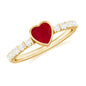 Real 0.6 Carat Ruby Heart Promise Ring with Diamond