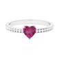0.9 Carat Heart Shape Pink Tourmaline Solitaire Ring with Diamond Side Stones