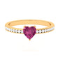 0.9 Carat Heart Shape Pink Tourmaline Solitaire Ring with Diamond Side Stones