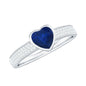 0.6 Carat Blue Sapphire Heart Solitaire Engagement Ring with Pave Diamond
