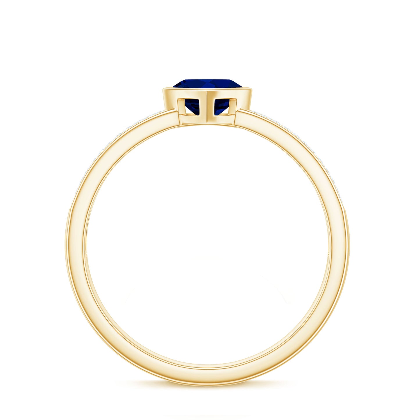 0.6 Carat Blue Sapphire Heart Solitaire Engagement Ring with Pave Diamond