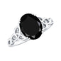 Natural 1.7 Carat Black Onyx Oval Engagement Ring with Celtic Knot