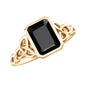 Emerald Cut Black Onyx Bezel Set Engagement Ring with Surprise Diamond