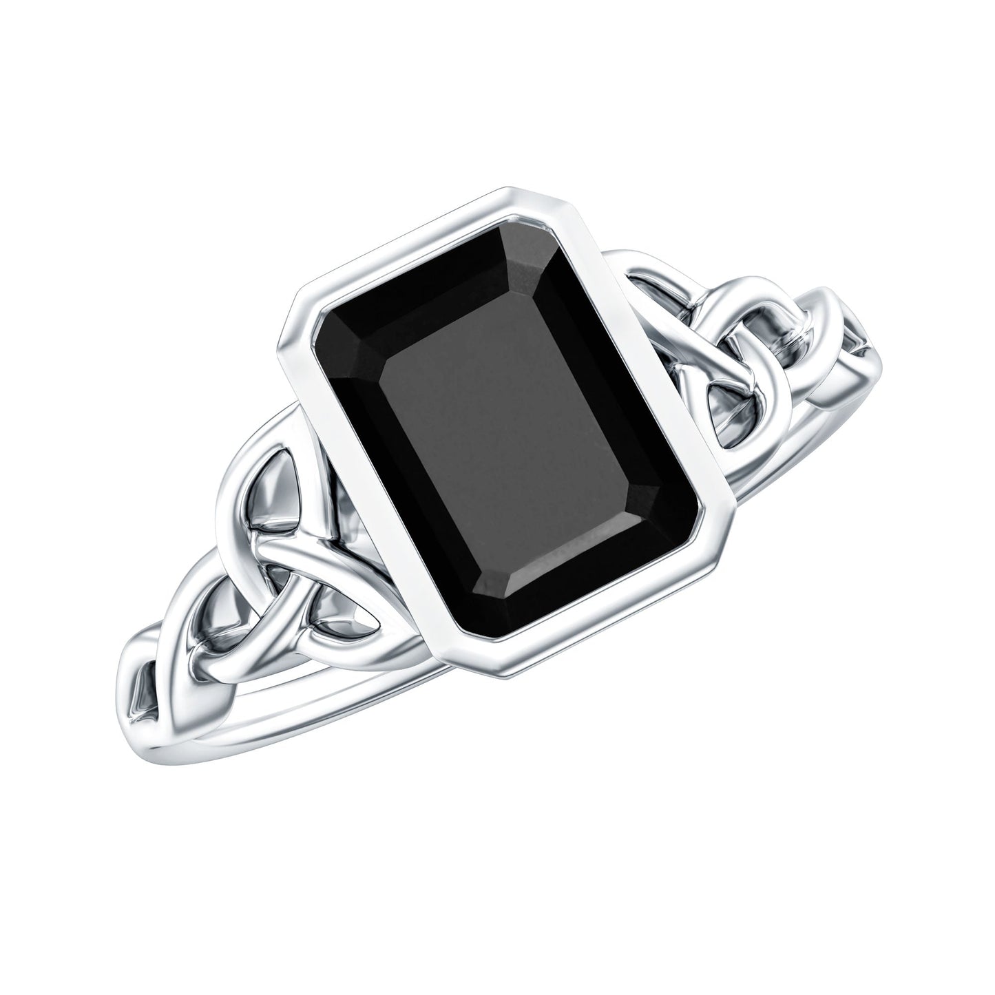 1.6 Carat Lab Grown Black Diamond Celtic Knot Engagement Ring with Surprise White Diamond