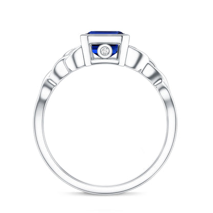 Solitaire Created Blue Sapphire Celtic Engagement Ring
