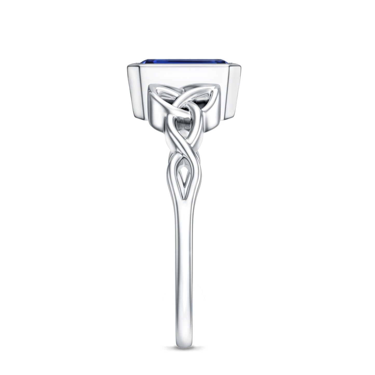 Solitaire Created Blue Sapphire Celtic Engagement Ring