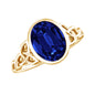 Certified 4 Carat Oval Lab Grown Blue Sapphire Bezel Set Engagement Ring