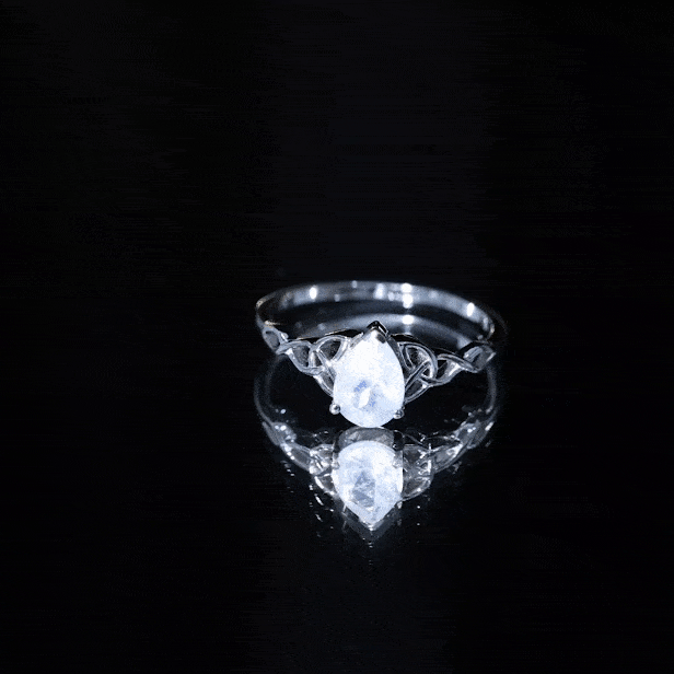 Pear Shaped Moonstone Solitaire Engagement Ring with Celtic Band