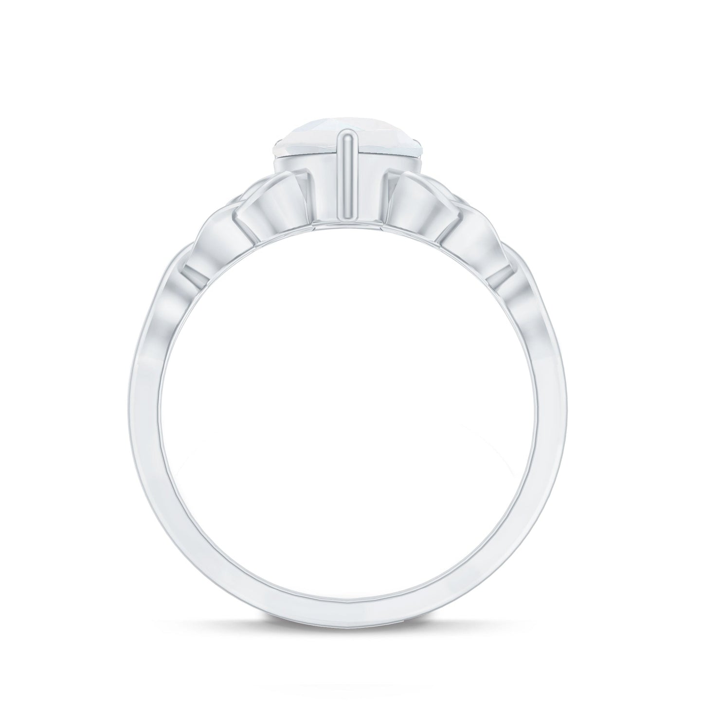 Pear Shaped Moonstone Solitaire Engagement Ring with Celtic Band