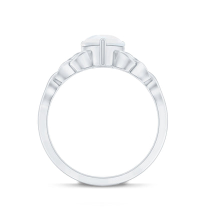 Pear Shaped Moonstone Solitaire Engagement Ring with Celtic Band