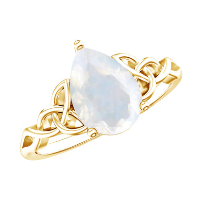 Pear Shaped Moonstone Solitaire Engagement Ring with Celtic Band