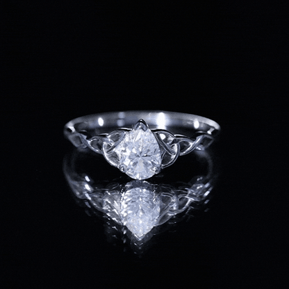 Pear Cut 0.79 Carat Moissanite Celtic Engagement Ring