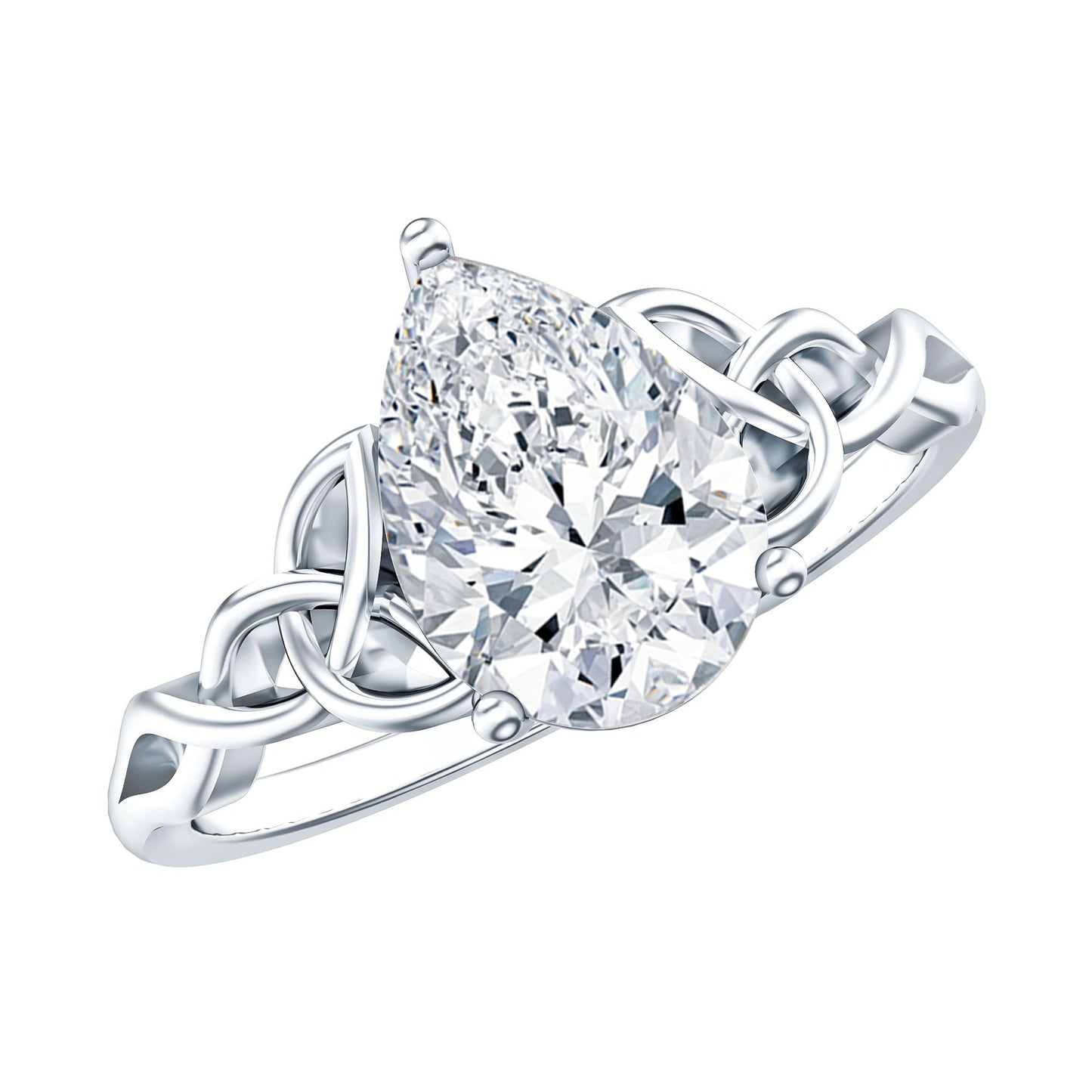 Pear Cut 0.79 Carat Moissanite Celtic Engagement Ring