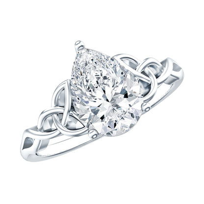Pear Cut 0.79 Carat Moissanite Celtic Engagement Ring