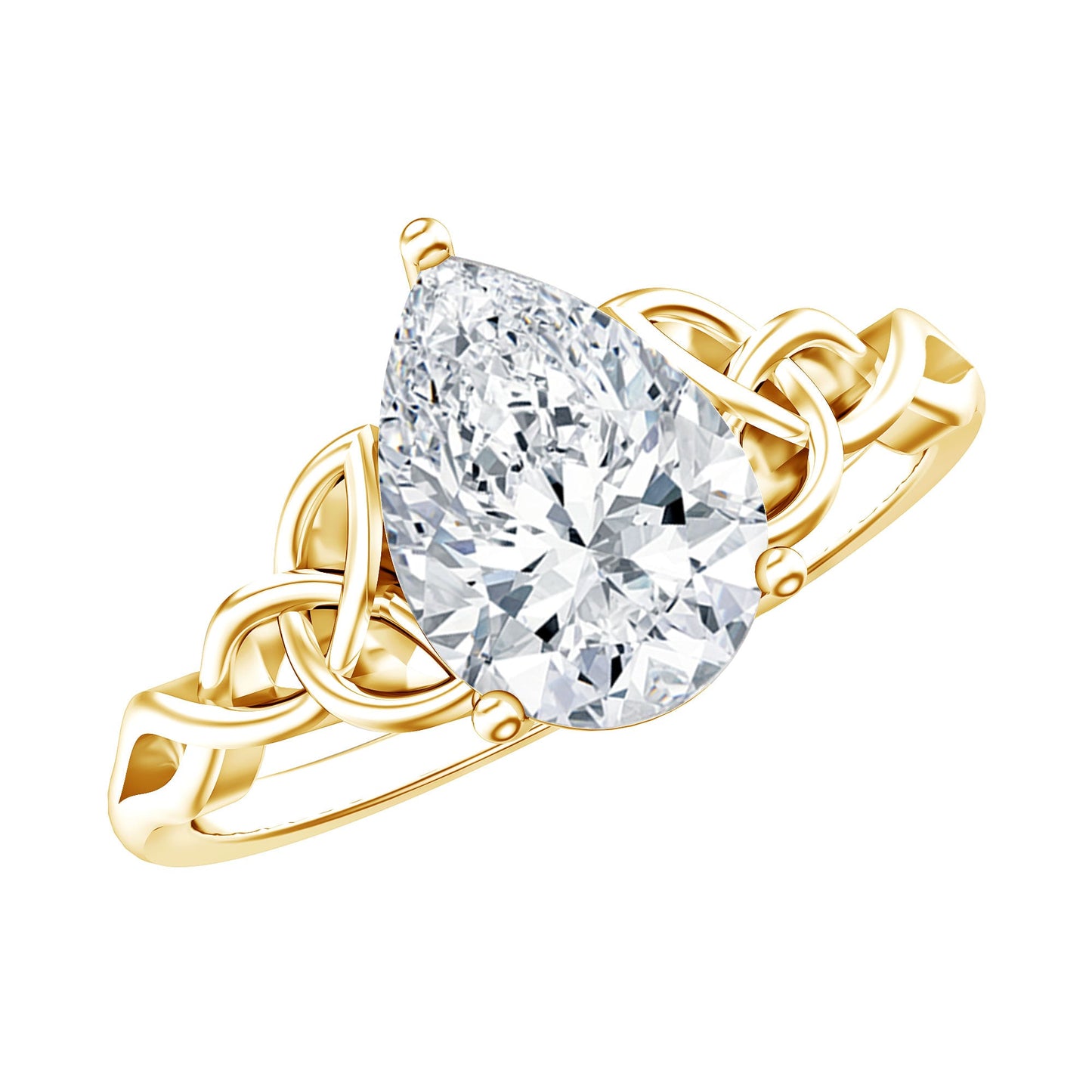 Pear Cut 0.79 Carat Moissanite Celtic Engagement Ring