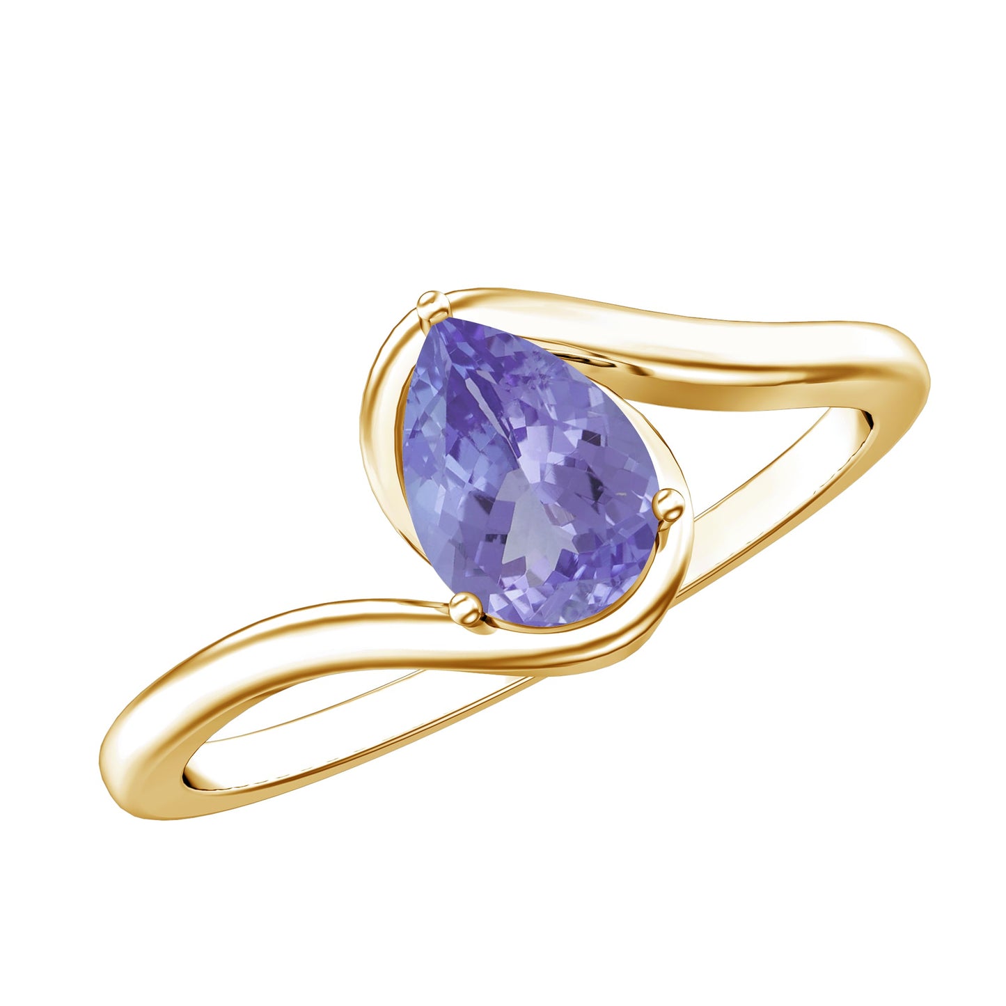 Natural Tanzanite Solitaire Engagement Ring with Bypass Shank
