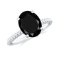 4.2 Carat Oval Lab Grown Black Diamond Solitaire Engagement Ring with Surprise White Diamond