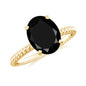 4.2 Carat Oval Lab Grown Black Diamond Solitaire Engagement Ring with Surprise White Diamond