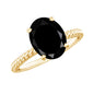 1.7 Carat Oval Cut Black Onyx Solitaire Engagement Ring with Diamond