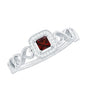Real Princess Cut Garnet Diamond Engagement Ring with Infinity Heart Shank