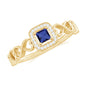 Certified Lab Blue Sapphire Diamond Promise Ring with Infinity Heart Shank