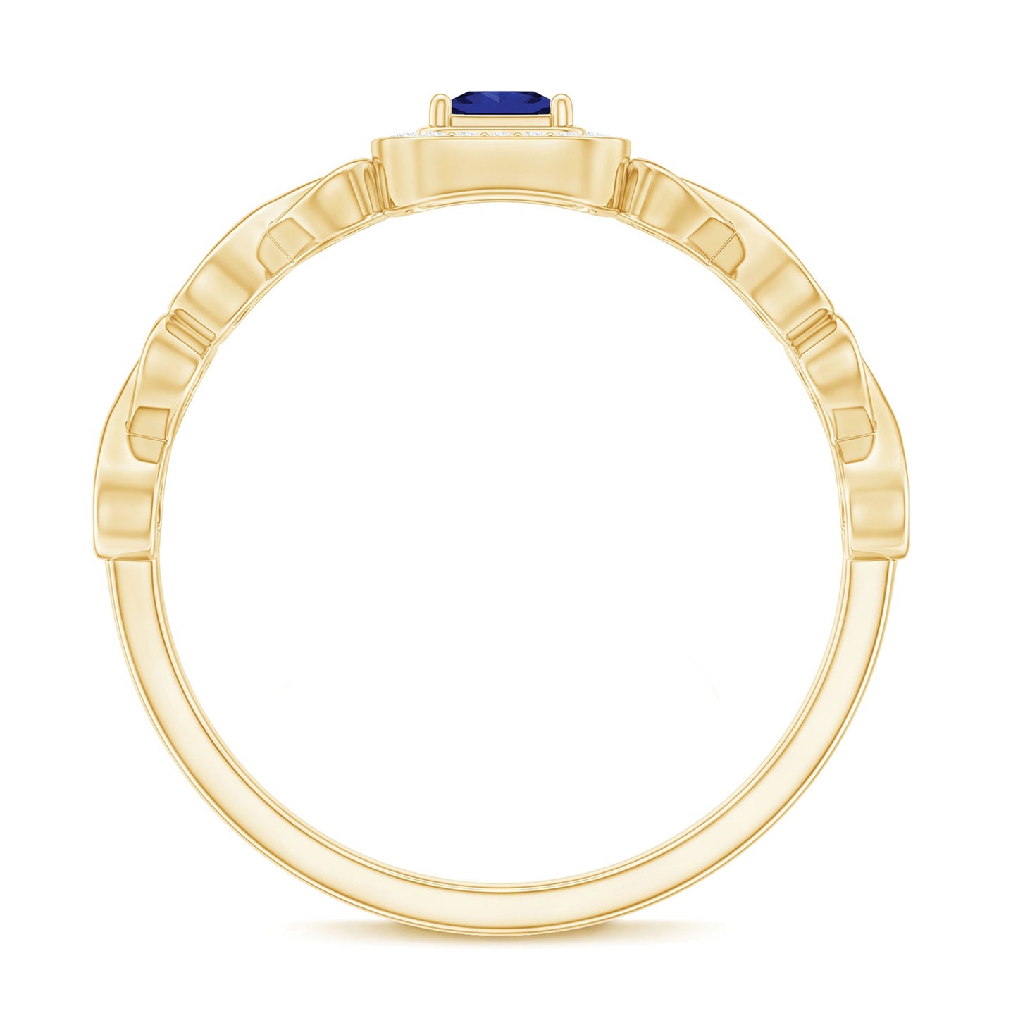 Certified Lab Blue Sapphire Diamond Promise Ring with Infinity Heart Shank