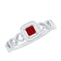Natural Princess Cut Ruby Diamond Promise Ring with Infinity Shank