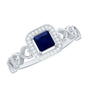 Natural Princess Cut Blue Sapphire Diamond Promise Ring with Infinity Heart Shank