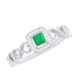 Natural Princess Cut Emerald Diamond Promise Ring For Her