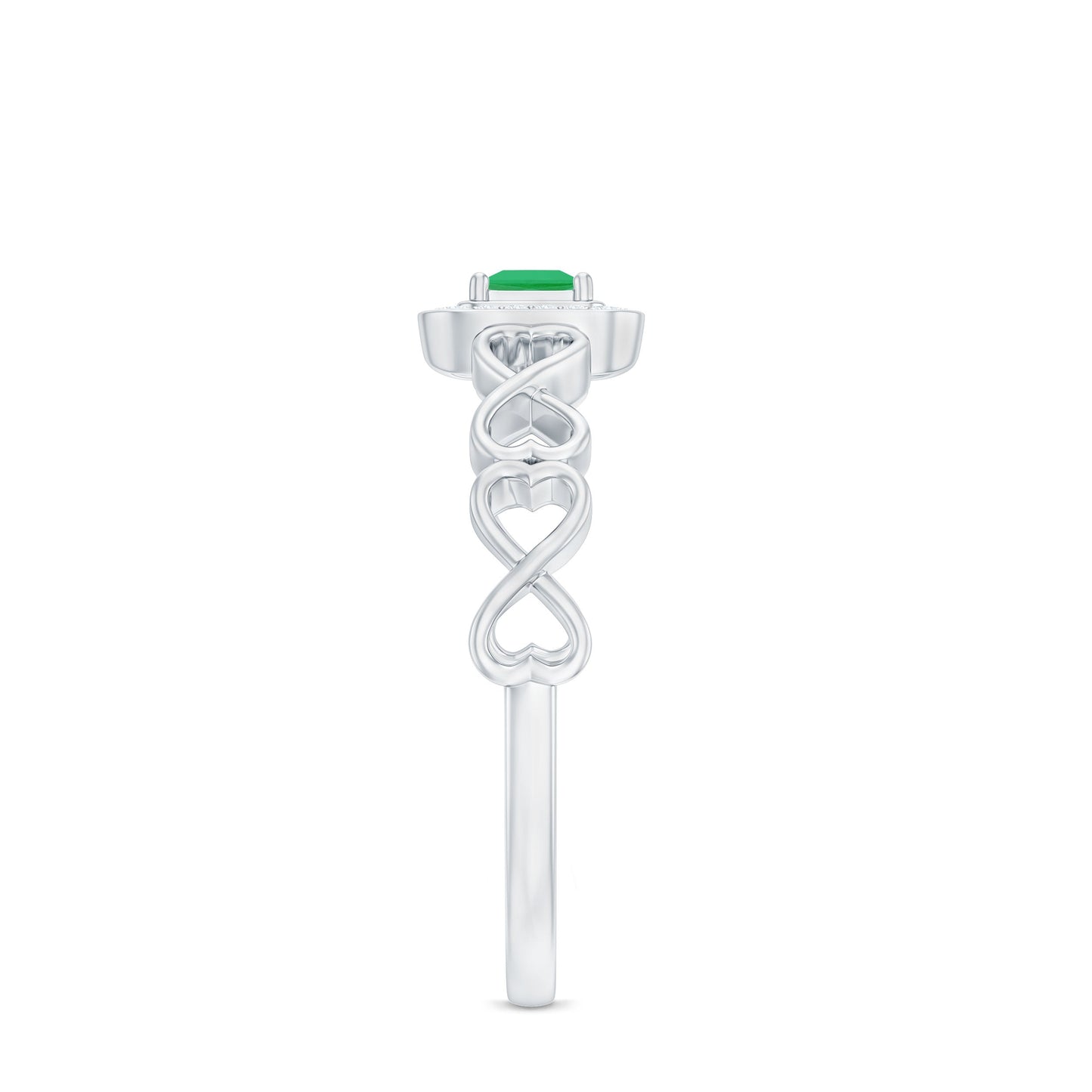 Natural Princess Cut Emerald Diamond Promise Ring For Her